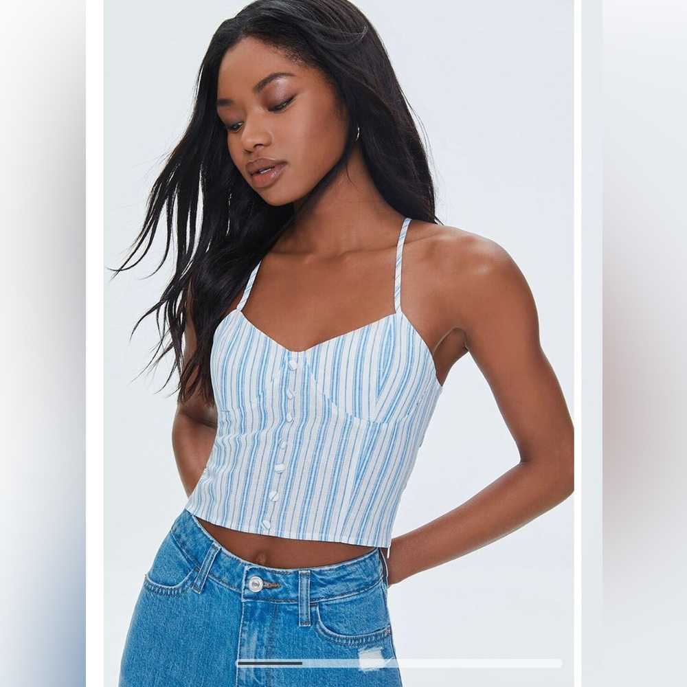 Forever 21 Woman’s Striped Cutout Cropped Cami Size S NWT